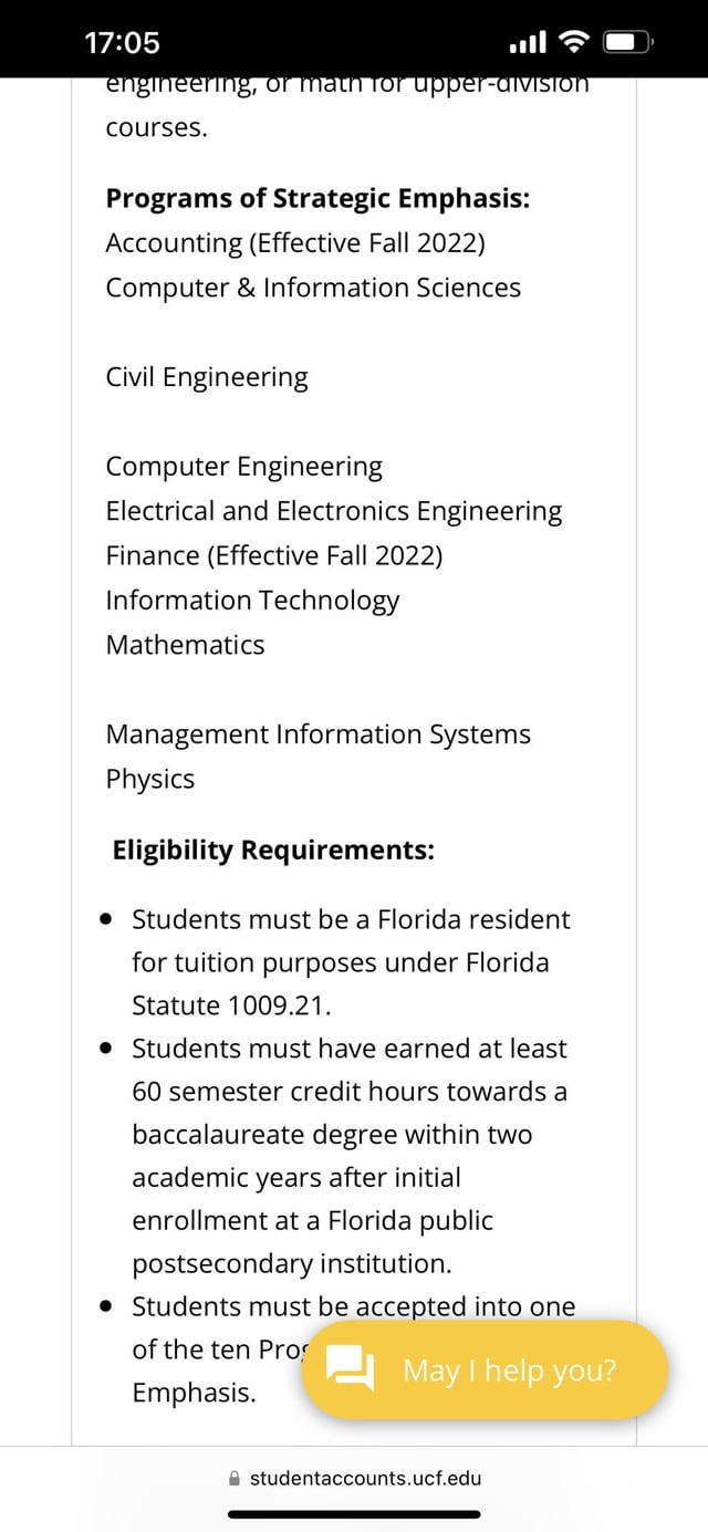 ucf finance major requirements