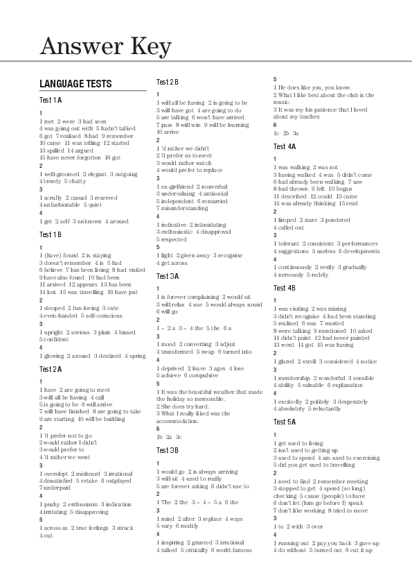 upper intermediate test booklet key answer