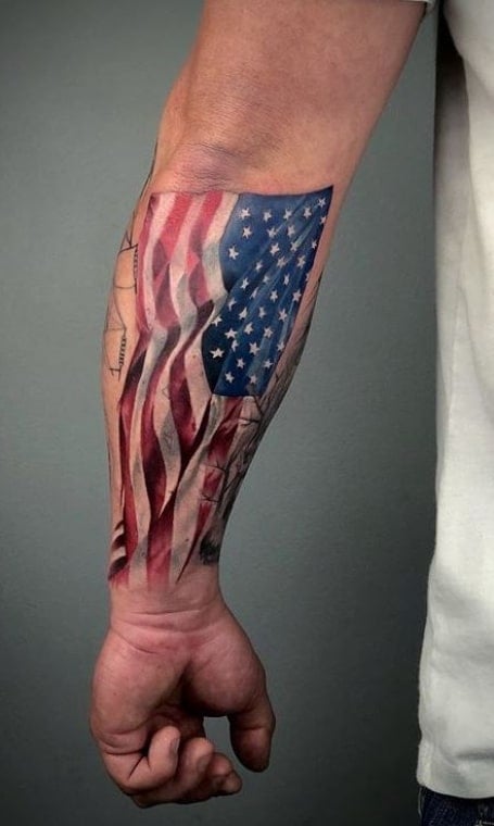 us flag arm tattoos