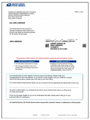 usps validation code change of address