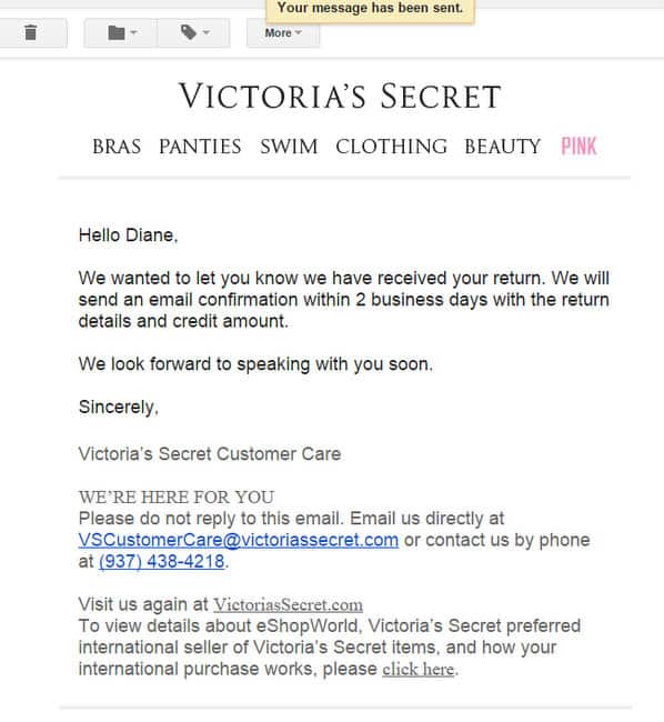 victoria secret pink return policy