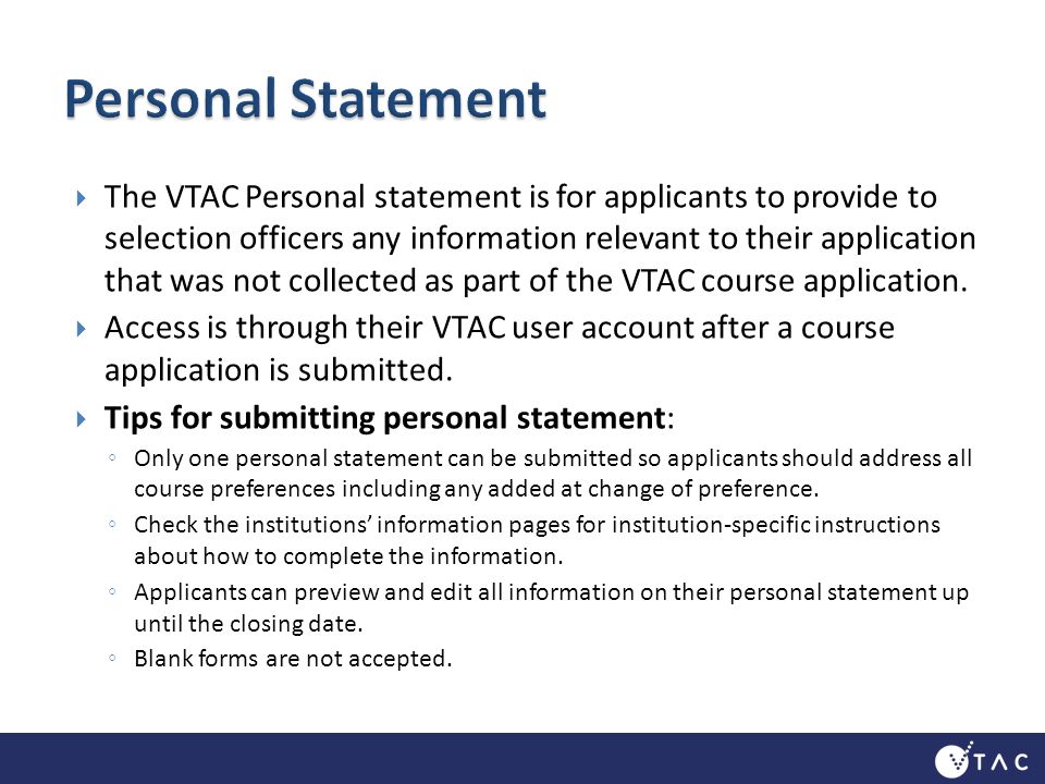 vtac personal statement example