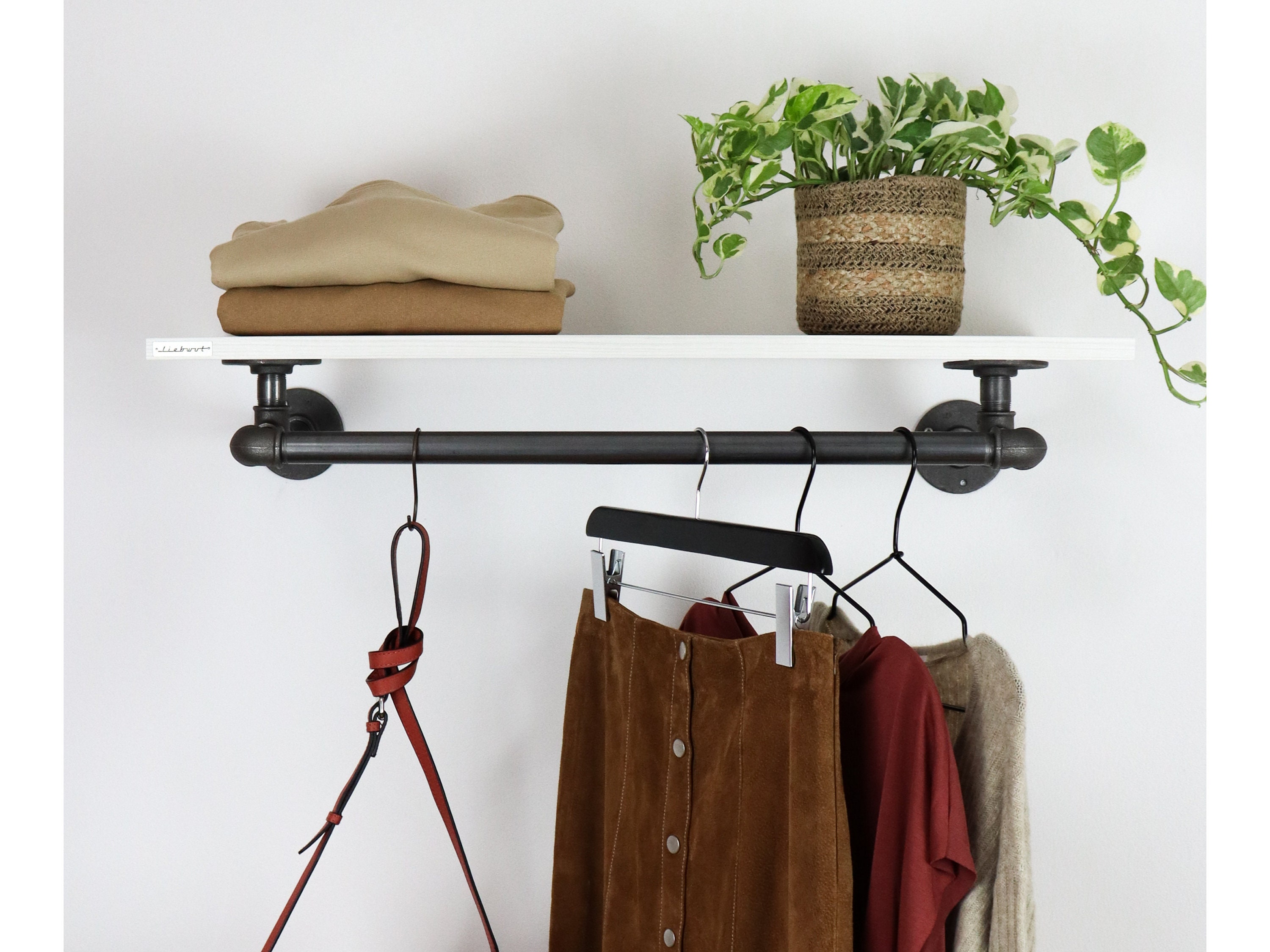 wall mounted clothes rail with shelf