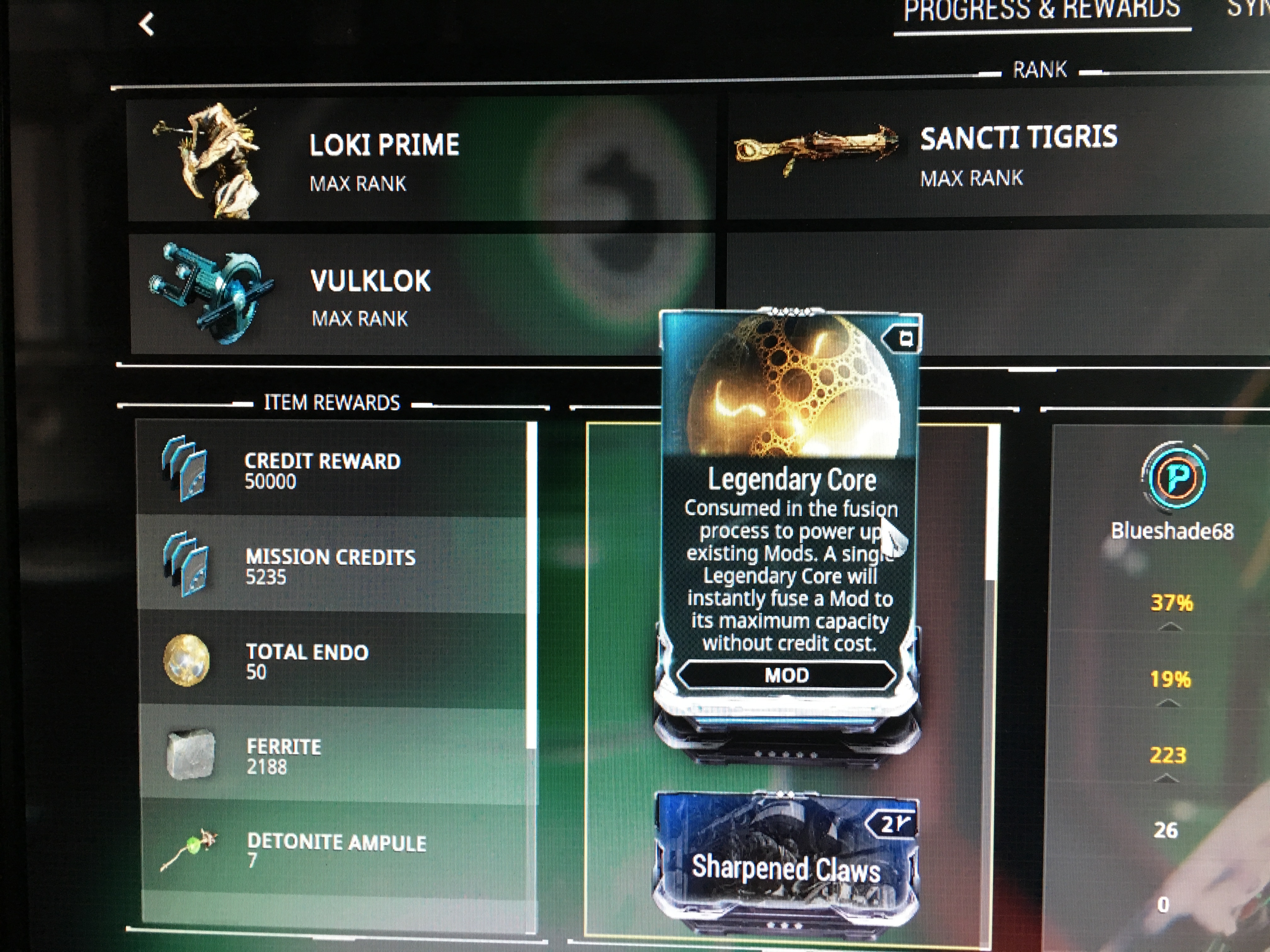 warframe legendary core