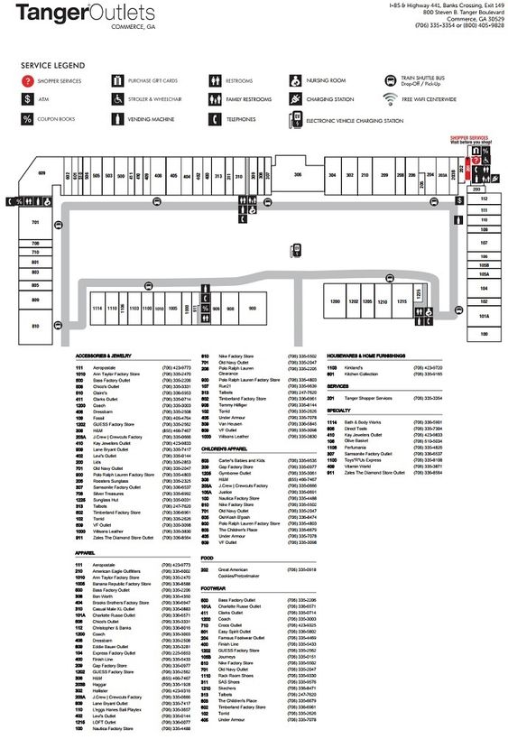 washington tanger outlets map