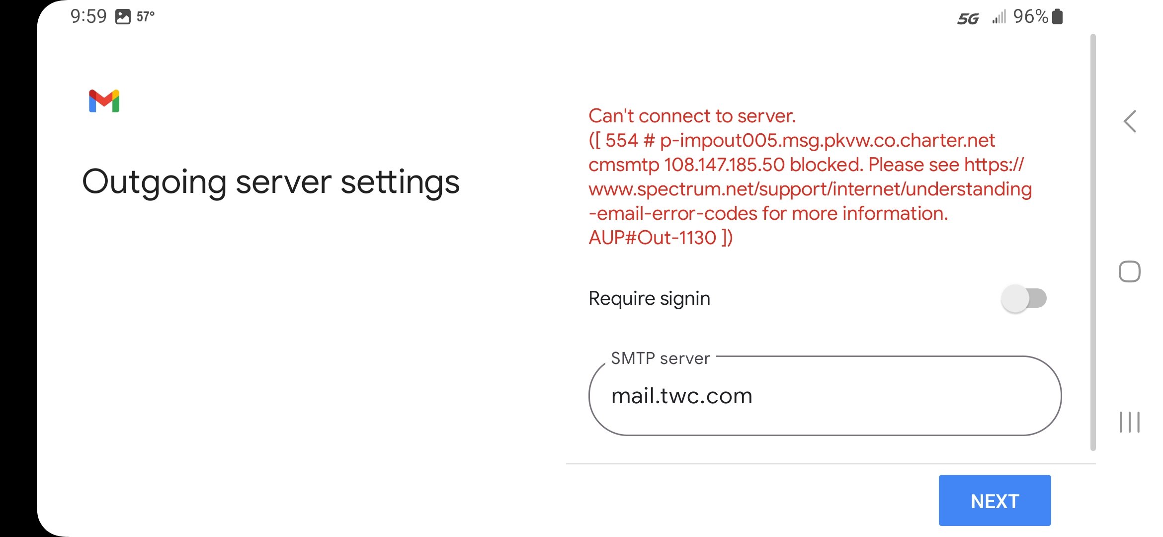 webmail.spectrum.net smtp server