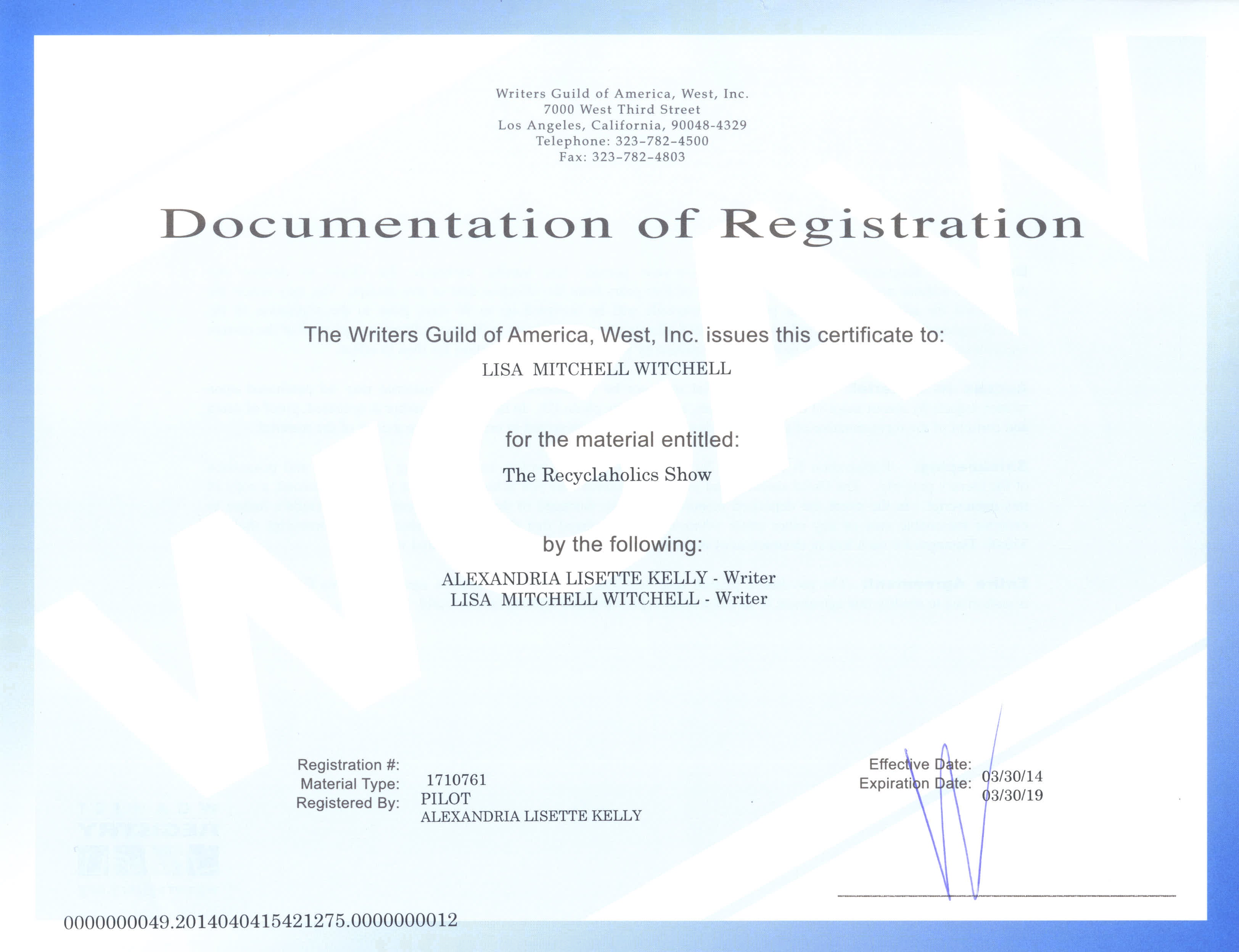 wga west registry