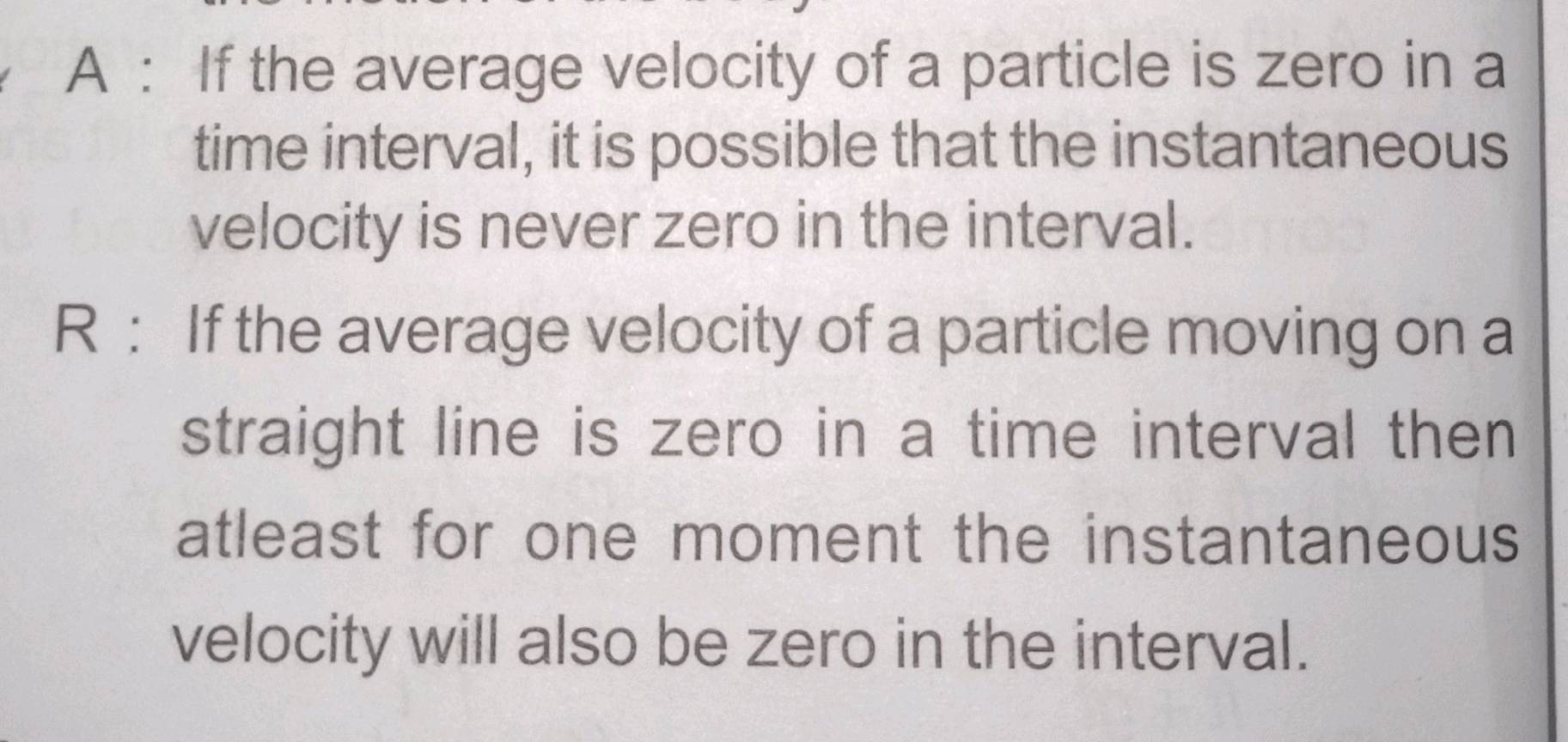 when does the average velocity become zero