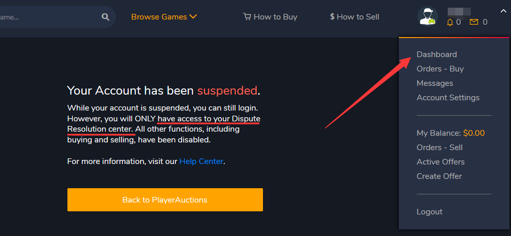 why is my playerauctions account suspended