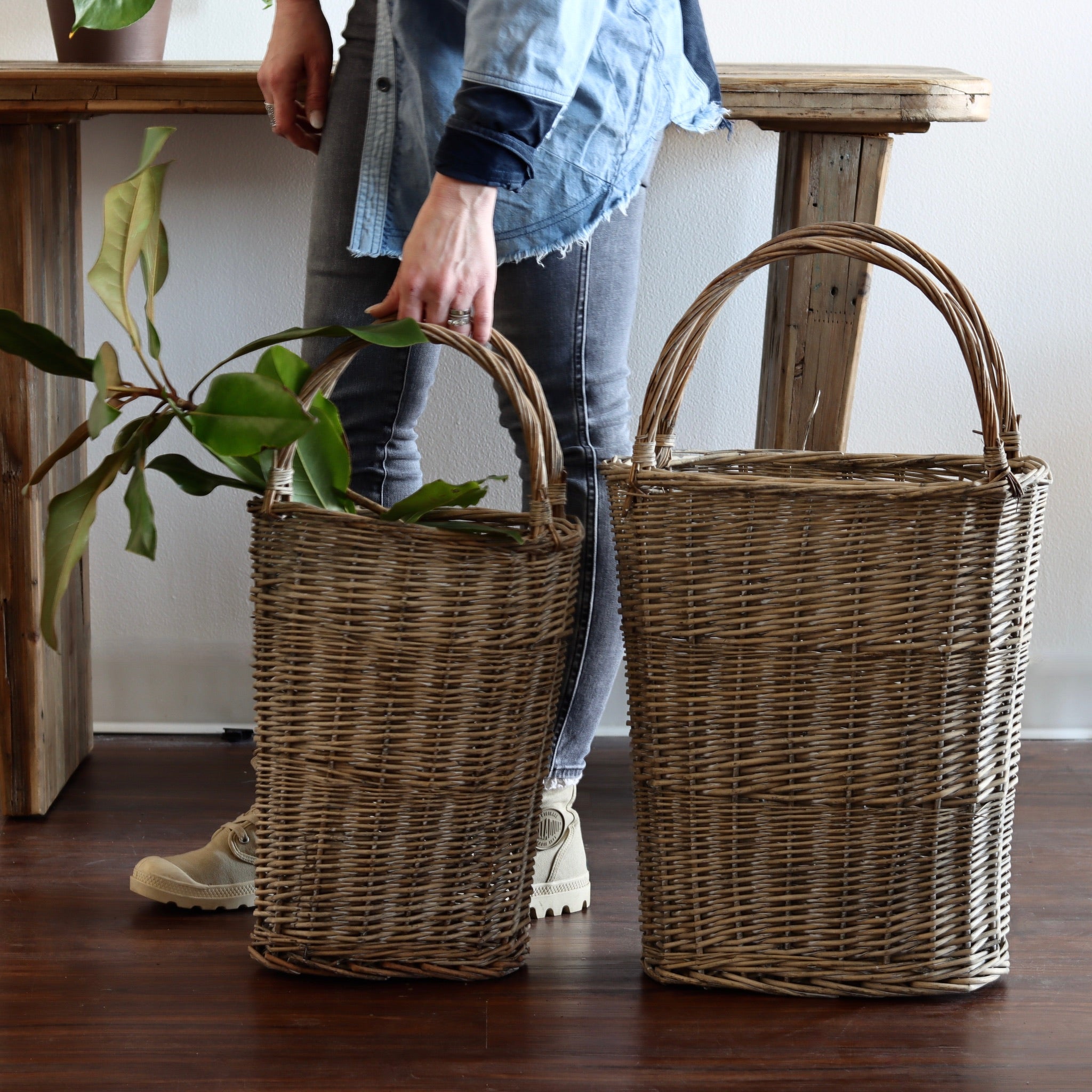 wicker tall basket