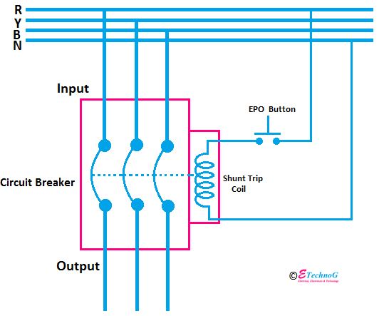 wiring diagram for shunt trip circuit breaker