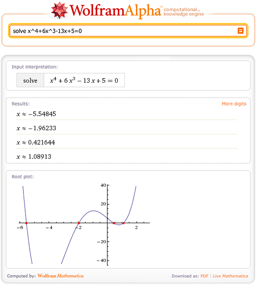 wolfram alpha solve equation