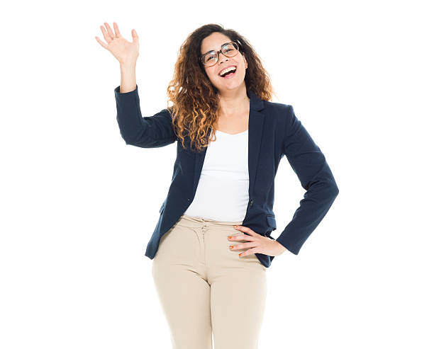 woman waving hello