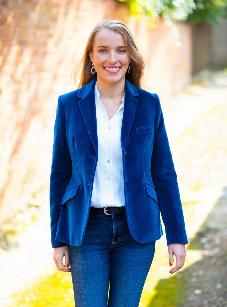 womens navy velvet jacket