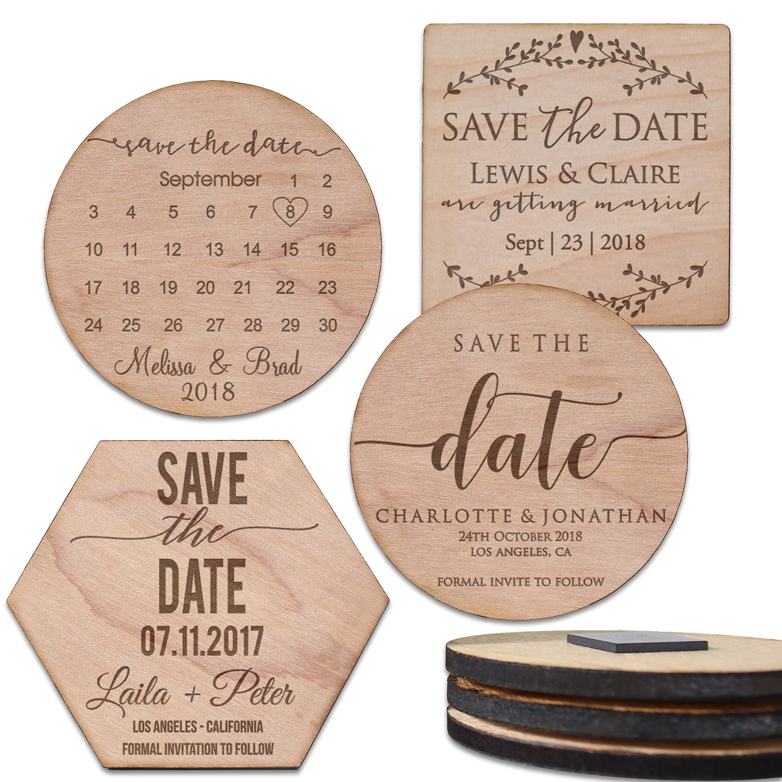 wooden save the date magnets