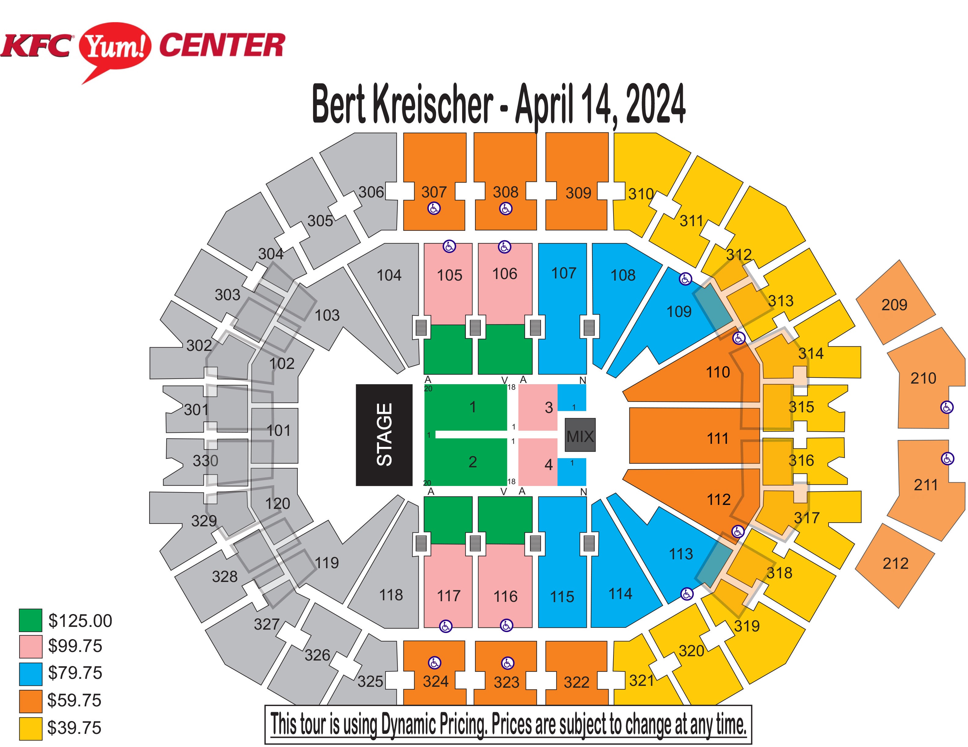 yum center seating chart with seat numbers